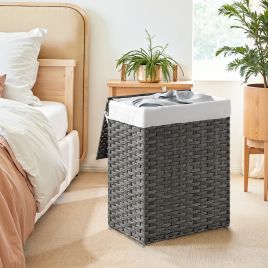DAFUBE Foldable Laundry Basket 90L with Lid - Grey