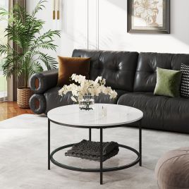 Coffee Table - VERRA Sofa Cocktail Table Black Metal Frame White - White