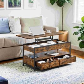 Coffee Table - VERRA Lift Top with Storage Drawer - Camel Brown