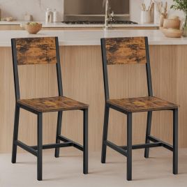 Dining Chairs - VERRA Rustic Accent Chairs with Comfortable Seat - Brown