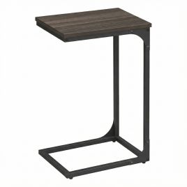 DESORO C-Shaped Sofa Side Table - Chestnut Brown