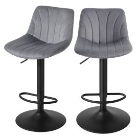 FADEGI Set of 2 Adjustable Bar Stools - Grey