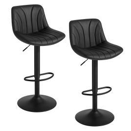 FADIDO Set of 2 Adjustable Bar Stools - Black