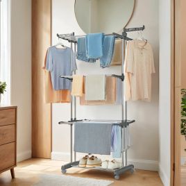 Drying Rack - VERRA Foldable 68.1 Inch Tall Laundry Rack Stainless Steel - Grey
