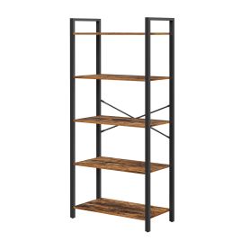 FAVAVO 4 Shelf Industrial Bookcase - Grey and Black