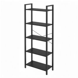HAWTHORNMERE Tall Bookcase with 5 Industrial Shelving Unit - Black