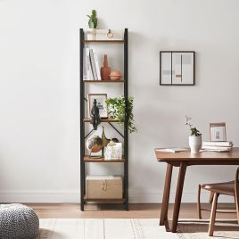 Bookshelf - VERRA 5 Tier Freestanding Storage Shelf - Brown