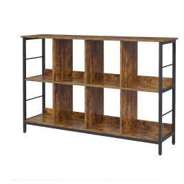 FEVIKI 8 Cube Bookcase - Brown and Black