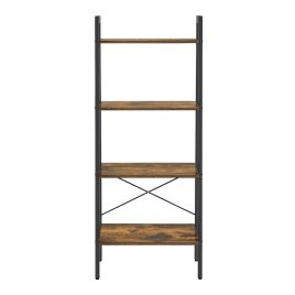 GLFAGI 4 Tier Industrial Bookcase - Brown and Black