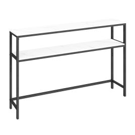 GLTODU 2 Tier Console Table for Hallway - Marble White and Ink Black