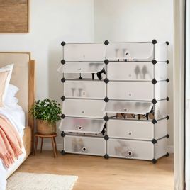 VERRA Shoe Rack - 12 Cube Modular Storage Large Sized Rack - White