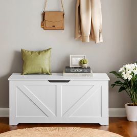 Storage Chest - VERRA Trunk Bench Style with 2 Safety Hinges - White