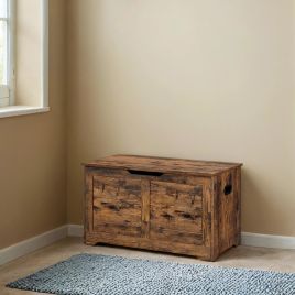 Storage Chest - VERRA Trunk Bench Style with 2 Safety Hinges - Brown