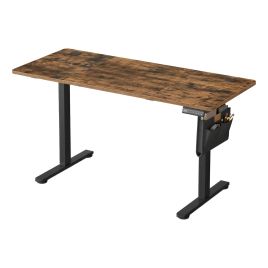 HABUGI Height Adjustable Electric Standing Desk - Rustic Brown