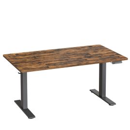 HADOSY Electric Standing Desk with USB-C Port 140 x 80 cm - Rustic Brown