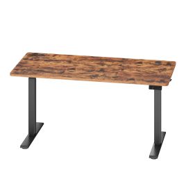 HADOSY Height Adjustable Electric Standing Desk - Rustic Brown