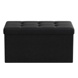 MARLOWFEN Foldable Small Storage Ottoman - Black