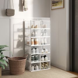 VERRA Shoe Box - 12 Pack Stackable Storage Small Sized ShoeBox - White