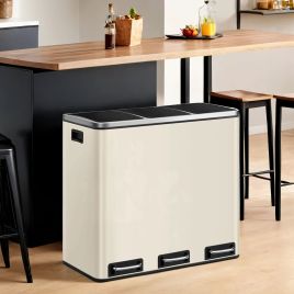 Kitchen Bin - VERRA 3 Compartment Recycling Bin 3 x 18L - Sand Beige