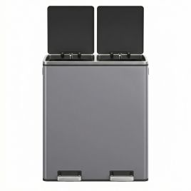 HESUTE Dual Compartment Rubbish Bin 60L - Slate Grey