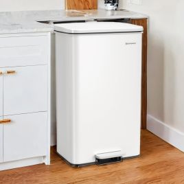 Trash Can - VERRA 40L Large Garbage Bin Soft Close Lid - White