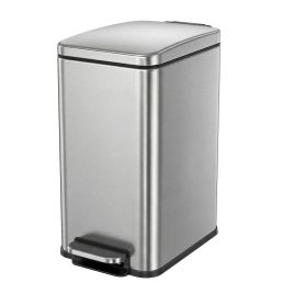 HILESO Soft Close Bathroom Pedal Bin - Silver