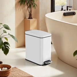 Bathroom Bin - VERRA 10L Toilet Bin with Lid Soft Close - White