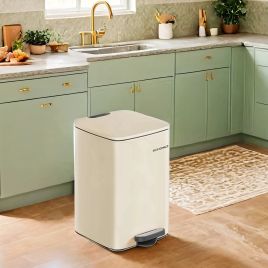 Trash Can - VERRA 20L Kitchen Garbage Bin Soft Close Stays Open - Sand Beige