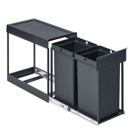 HITONE Dual Compartment Kitchen Recycling Bin 30L - Grey