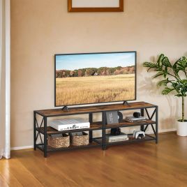 KECEMI TV Stand for TVs up to 70 Inches - Rustic Brown and Black