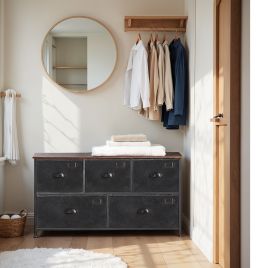 VERRA Black Chest of Drawer - Medium-sized, 5 Drawers