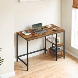 Writing Desk - VERRA Computer Desk with 2 Shelves Industrial Style - Rustic Brown