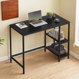Writing Desk - VERRA Computer Desk with 2 Shelves Industrial Style - Black