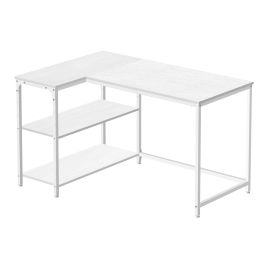 KESAMO L-Shaped Corner Computer Desk with Shelves - White - 110 x 80cm