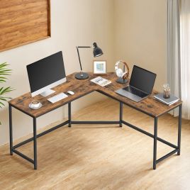 Computer Desk - VERRA L-Shaped Rustic Brown Black