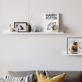 Wall Shelves - VERRA Floating Shelves with Front Edge for Picture Frame - White