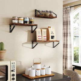 Wall Shelves - VERRA Floating Shelves Set of 3 Rustic Brown