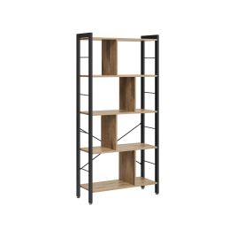 Bookshelf - LUMLIA 5 Tier Standing Shelf Camel Brown and Black - Camel Brown