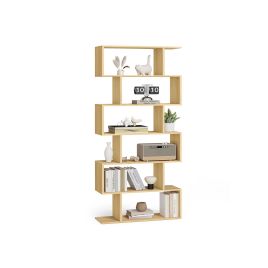 Display Shelf - LUMLIA 6 Tier Freestanding Cube Shelf Natural Oak - Natural Oak