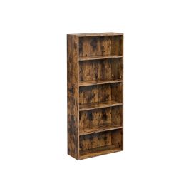 Bookcase - MONNOS 5 Tier Storage Shelving Unit - Brown