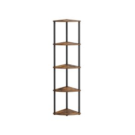 Corner Shelf - SERTTO 5 Tier Rustic Brown Toolless Assembly Shelf - Rustic Brown