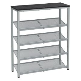 AVOSO Shoe Rack - 5 Tier Storage Medium Sized Rack - Metallic Silver