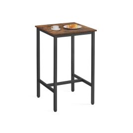 Breakfast Bar - VELDA Rustic Brown Bar Table with 60 x 60 cm Top - Rustic Brown
