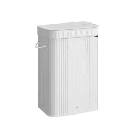 Laundry Hamper - LUMNIA 72L Bamboo with Handle - White