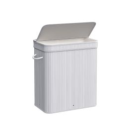 100L Laundry Hamper with Lid and Handles Grey