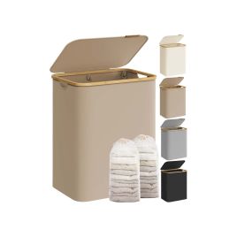 MOSSFORD Laundry Basket with Lid and 2 Section 130L - Brown