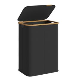 LEXABO 2 Compartment Oxford Laundry Basket 140L - Ink Black