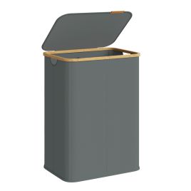 LEXABO 2 Compartment Oxford Laundry Basket 140L - Slate Grey