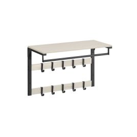 Coat Rack - NOVRAE Wall Mounted 10 Hook Rustic - White and Black