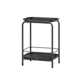Side Table - SERDA 2 Tier Metal Tray Surface - Black